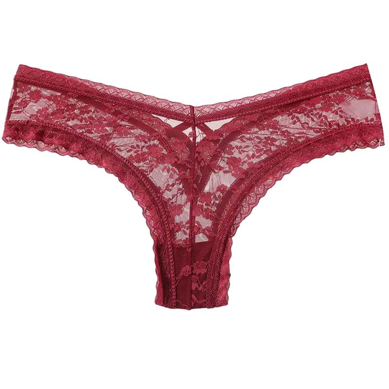 Culottes taille basse en dentelle maille transparente pour femmes