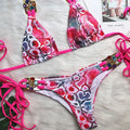 Maillot de bain deux pièces imprimé cristal diamant pour femmes