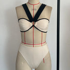 Maillot de bain trois pièces taille haute pour femmes