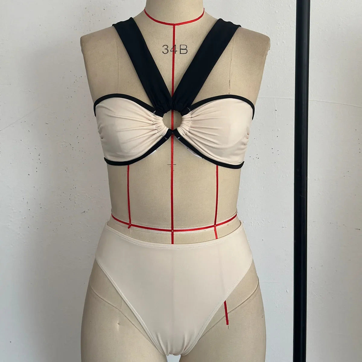 Maillot de bain trois pièces taille haute pour femmes