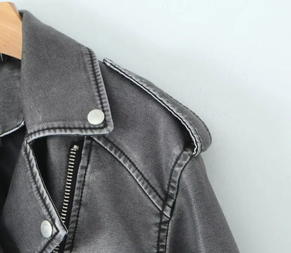 Veste Similicuir Femme – Revers et Fermeture Zippée