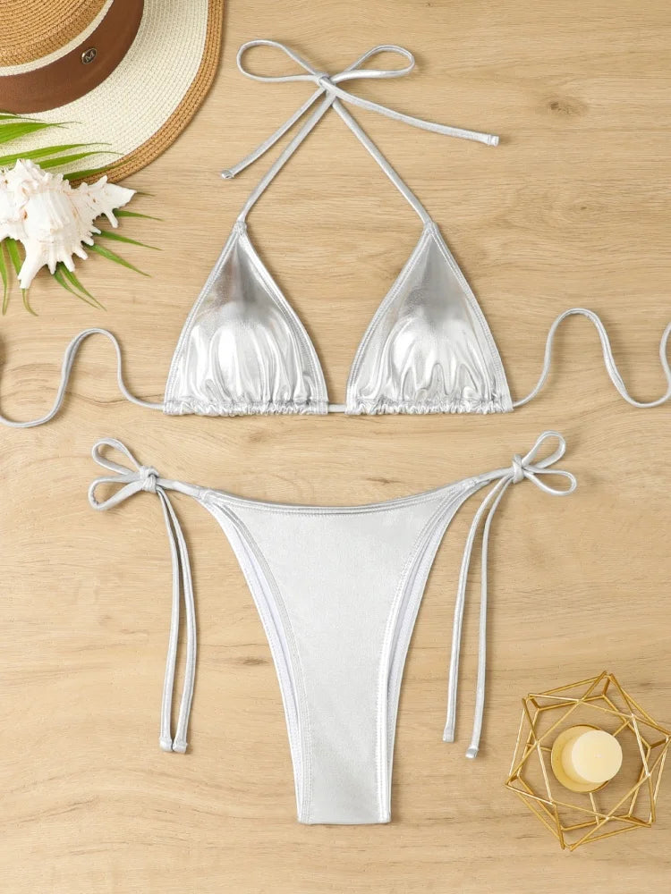 Bikini 2 Pièces Femme – Brillant et Ajustable