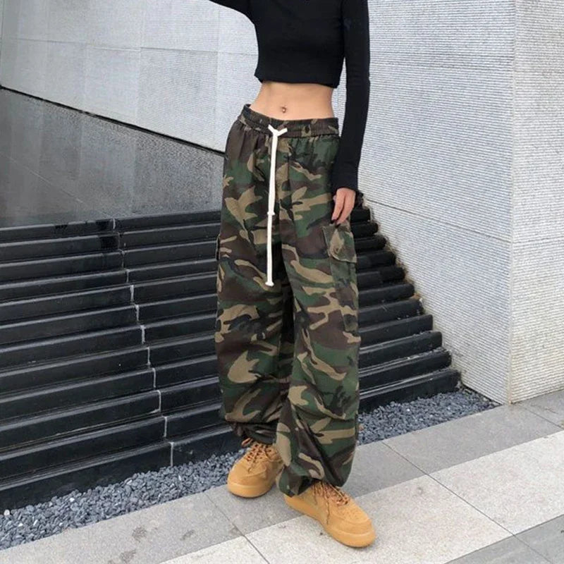 Pantalon cargo camouflage 100 % coton pur pour femmes