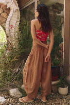 Pantalon ample à rayures style bohème pour femmes