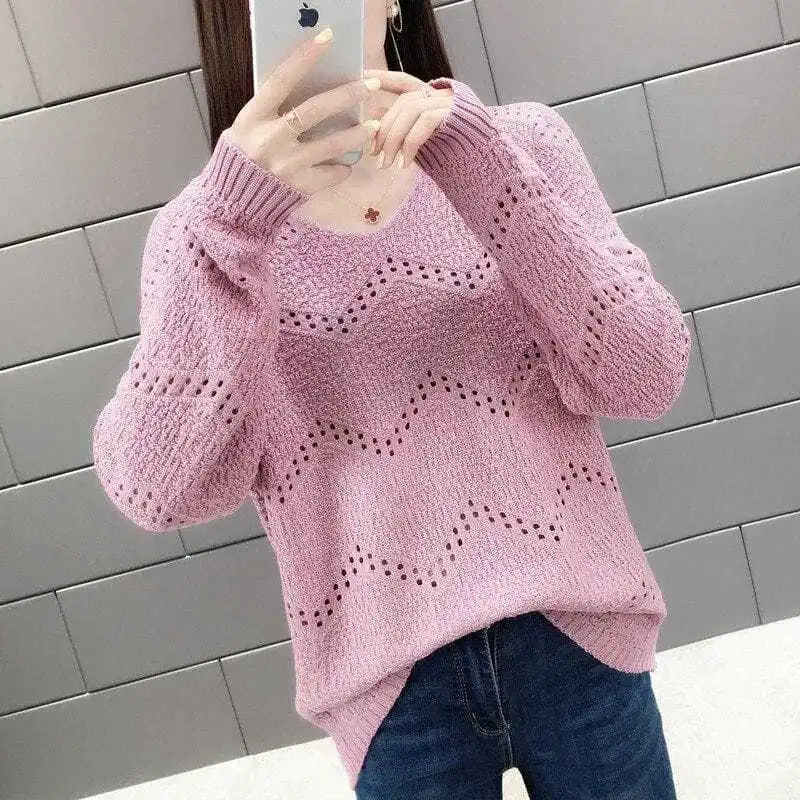 Pulls creux à col en V pour femmes
