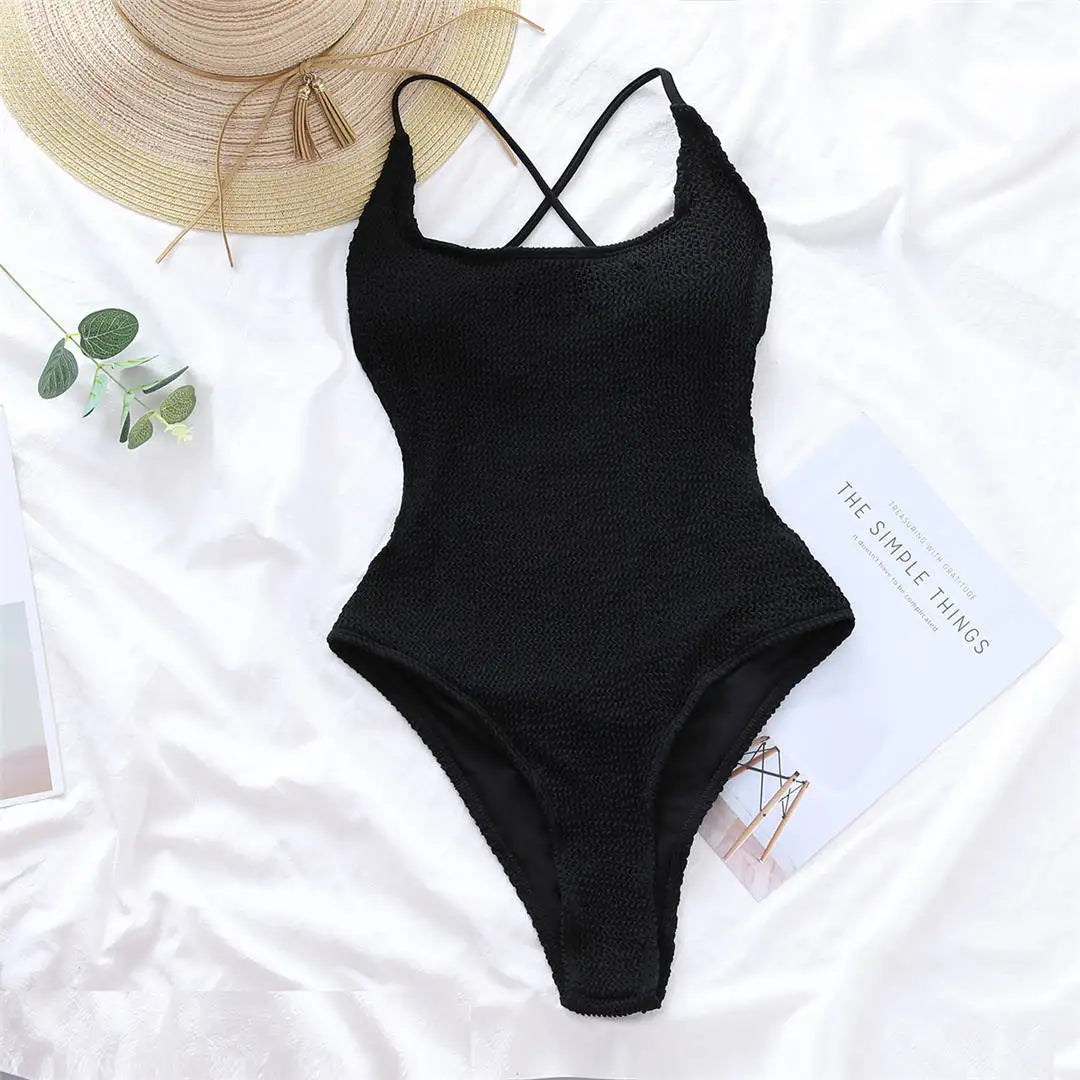 Maillot de bain une pièce sexy dos nu, coupe haute, 3 couleurs, pour femmes