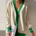Gilet cardigan rose à rayures pour femmes