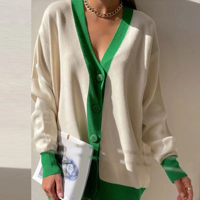 Gilet cardigan rose à rayures pour femmes