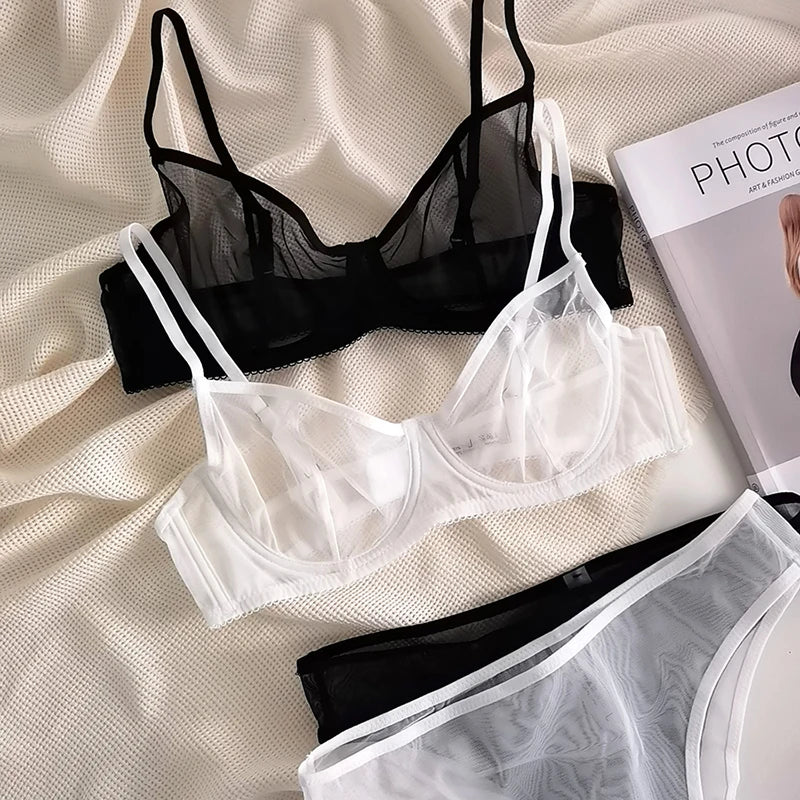 Ensemble soutien-gorge en dentelle respirante Ultra-fin à armatures pour femmes