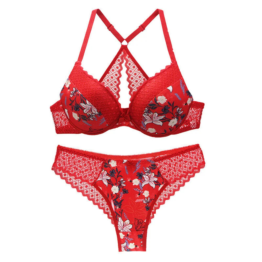 Ensemble soutien-gorge à armatures rembourré et culotte assorti pour femmes