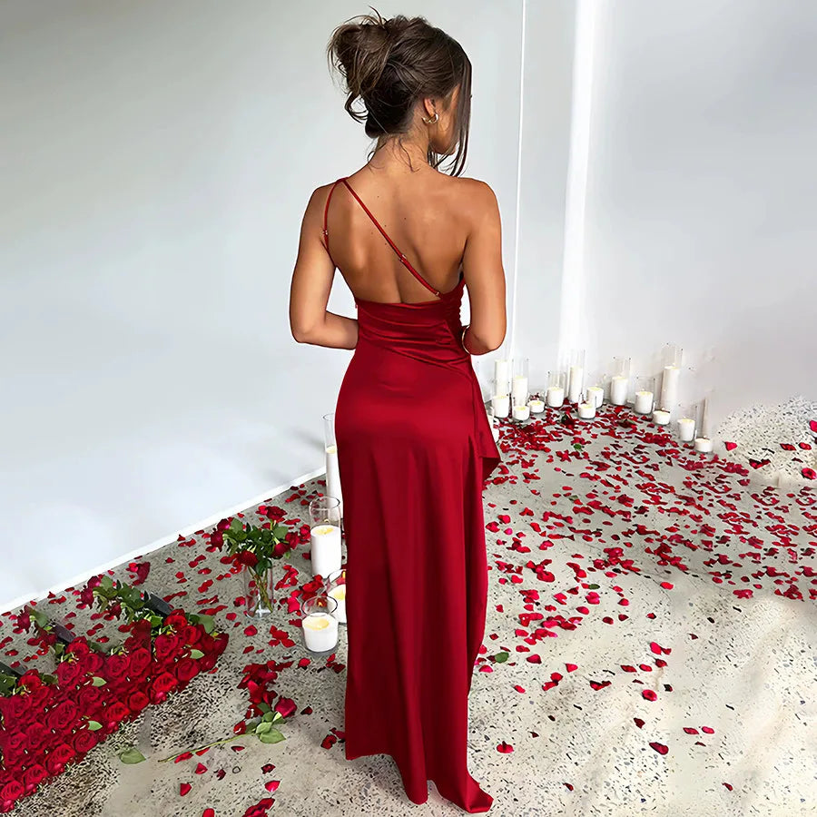 Robe longue en satin pour femmes