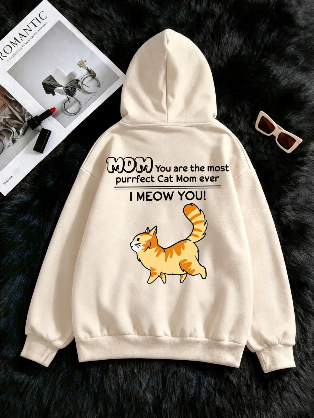 Sweat-shirts à capuche imprimés « Funny Cat Mom I Meow You » pour femmes