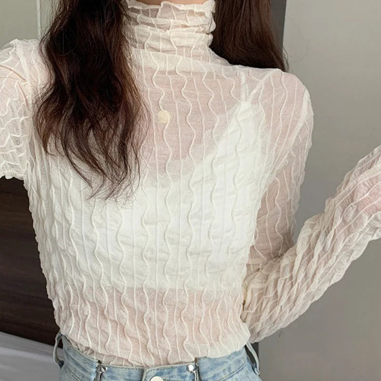 T-shirt en maille de dentelle pour femmes