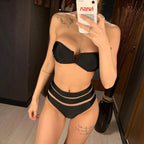 Maillot de bain deux pièces taille haute avec soutien-gorge pour femmes
