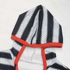 Sweat-shirt à capuche rayé noir et blanc pour femmes