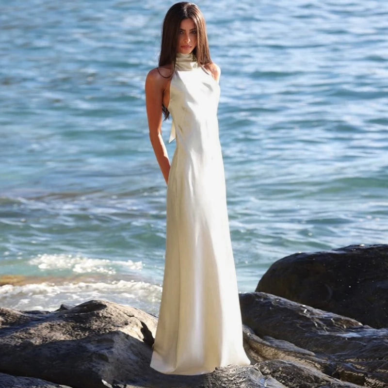 Robe Longue Satinée Femme – Tenue de Soirée Élégante