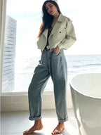 Veste courte en faux cuir pour femmes