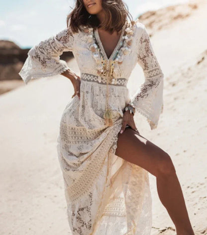 Robe Longue en Dentelle Femme – Style Décontracté