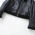 Veste en faux cuir d'agneau pour femmes