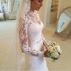 Robe de mariée sirène en dentelle avec veste col haut pour femmes