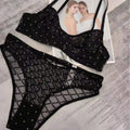 Ensemble soutien-gorge ajouré et respirant en dentelle et culotte pour femmes