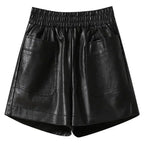 Shorts en cuir amples à jambes larges pour femmes