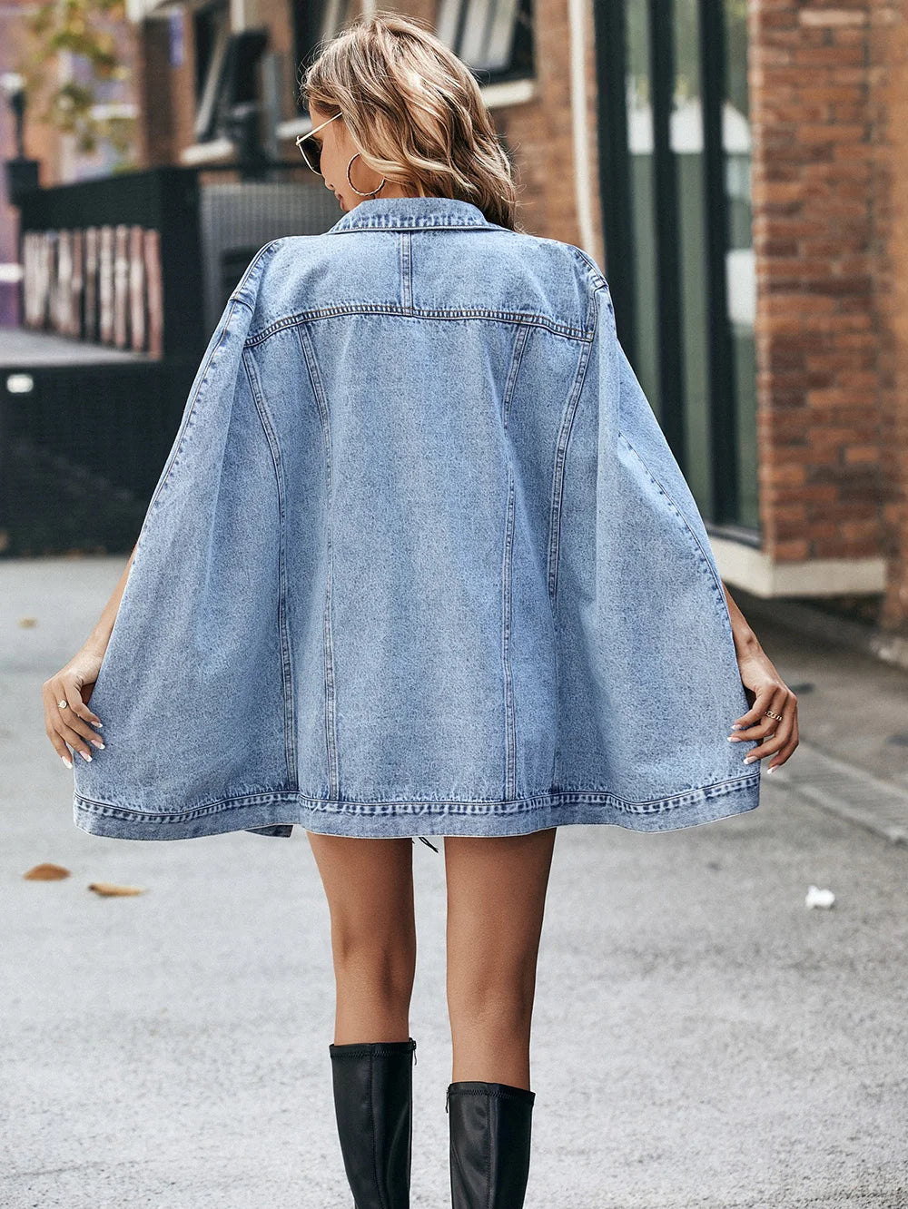 Manteau en jean à simple boutonnage pour femmes