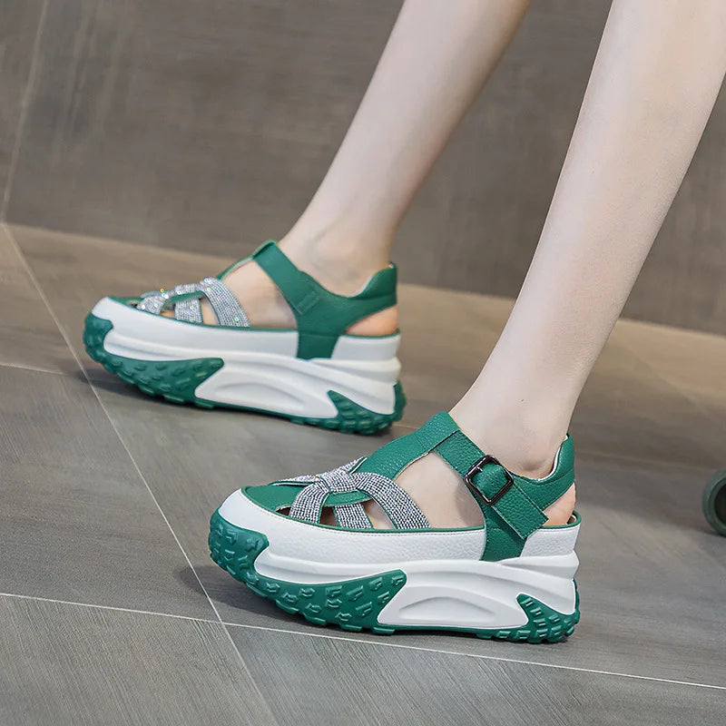 Sandales en cuir véritable pour femmes