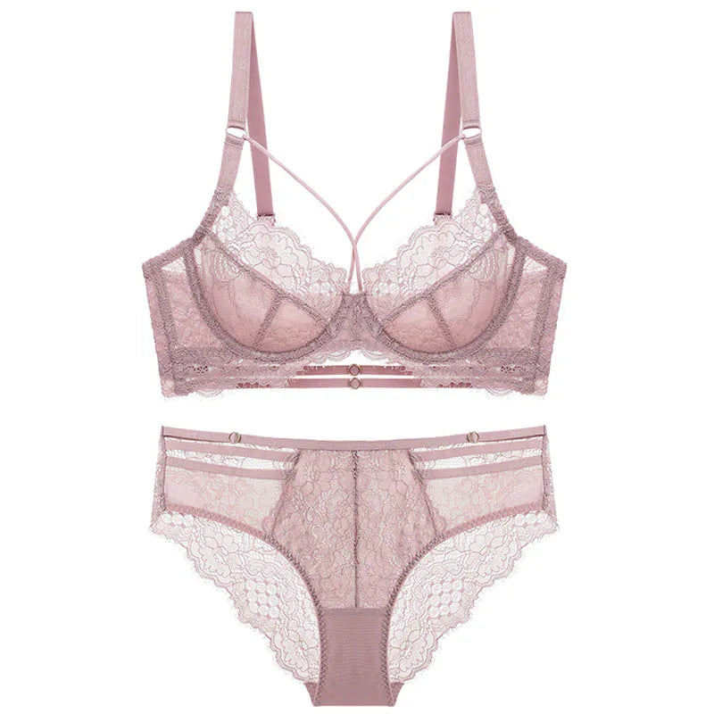 Ensemble soutien-Gorge Push Up et culotte en dentelle pour femmes
