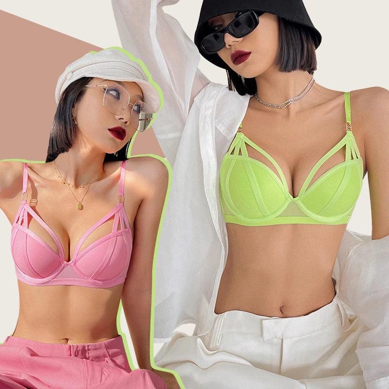 Ensembles soutien-gorge push-up creux et culotte en dentelle pour femmes