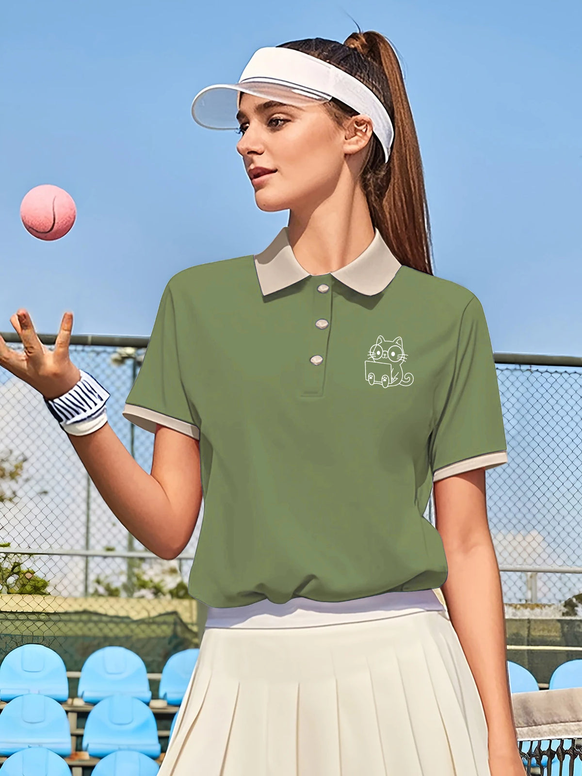 Polo Femme – Imprimé Chat