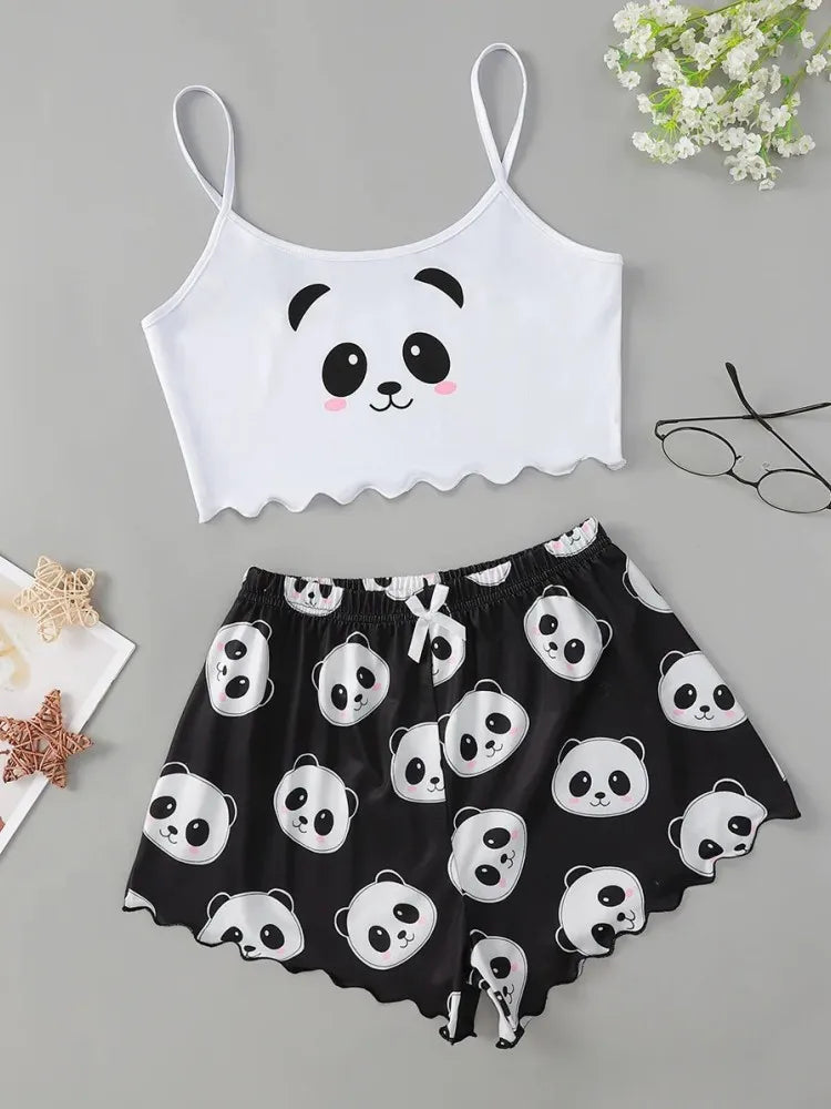 Pyjama 2 Pièces Femme – Bretelles Fines et Imprimé Mimi