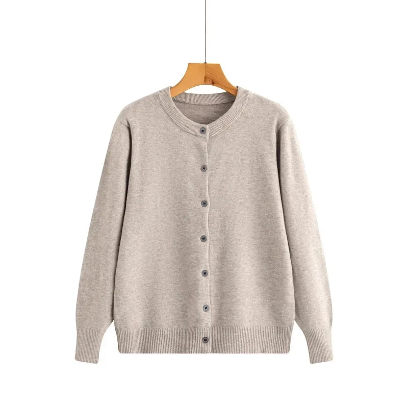 Cardigan tricoté à col rond pour femmes