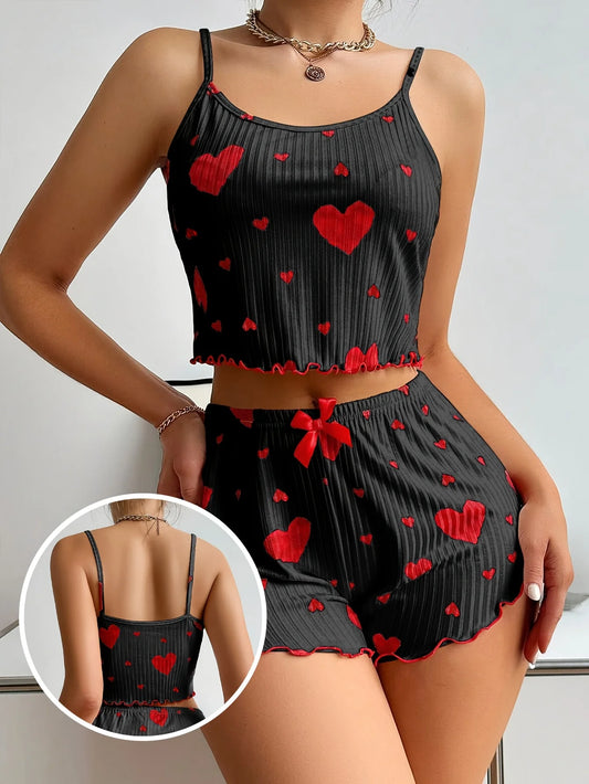 Pyjama 2 Pièces Femme – Bretelles Fines et Imprimé