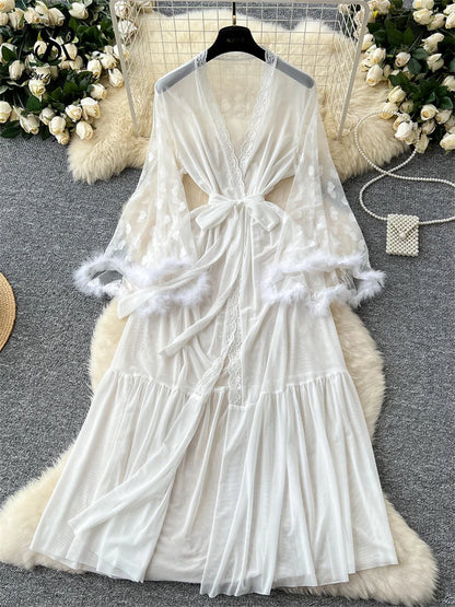 Robe Cardigan Femme – Élégante et Transparente
