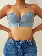 Soutien-gorge push-up semi-transparent à dentelle florale pour femmes