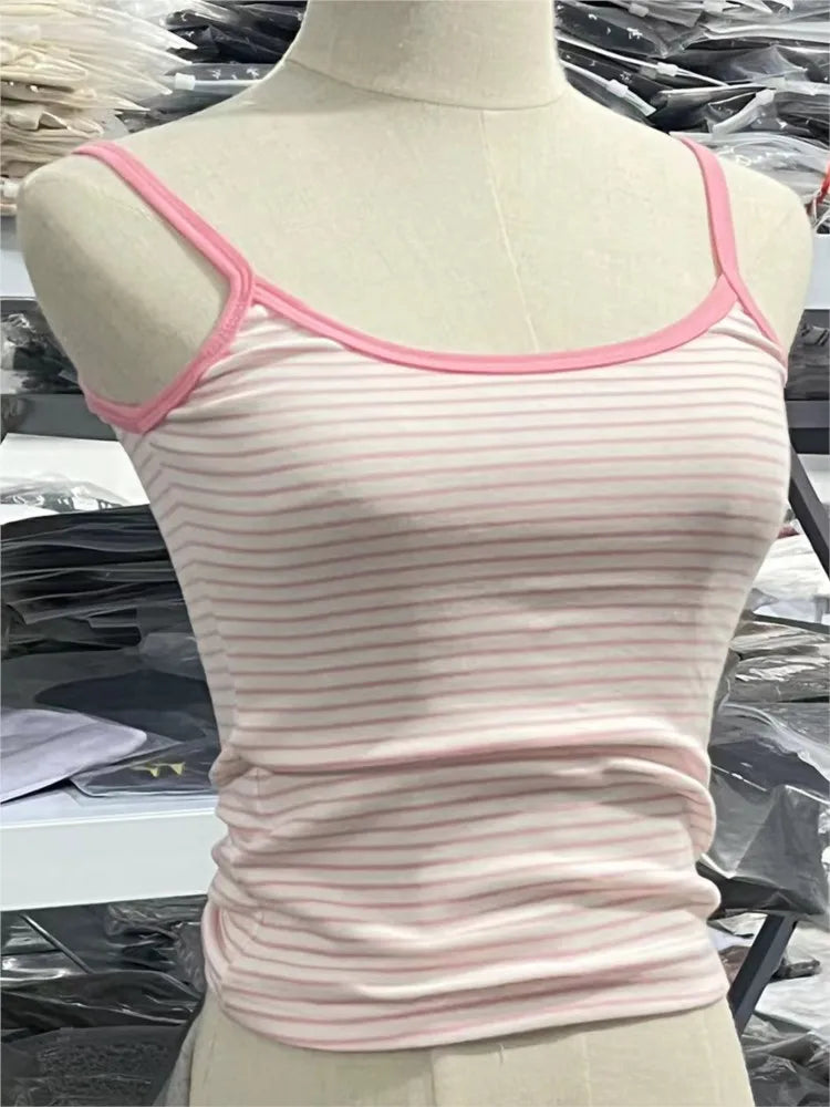 Débardeur rayée rose pour femmes