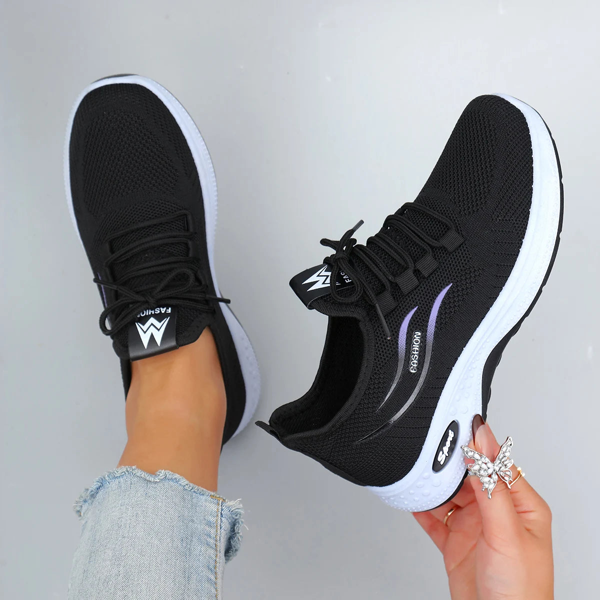 Chaussures plates d'été en maille respirante pour femmes