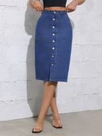 Jupe en jean vintage à simple boutonnage pour femmes