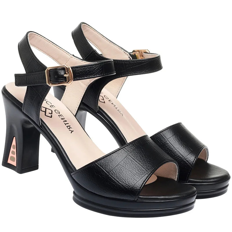 Sandales de mode en cuir talons pour femmes