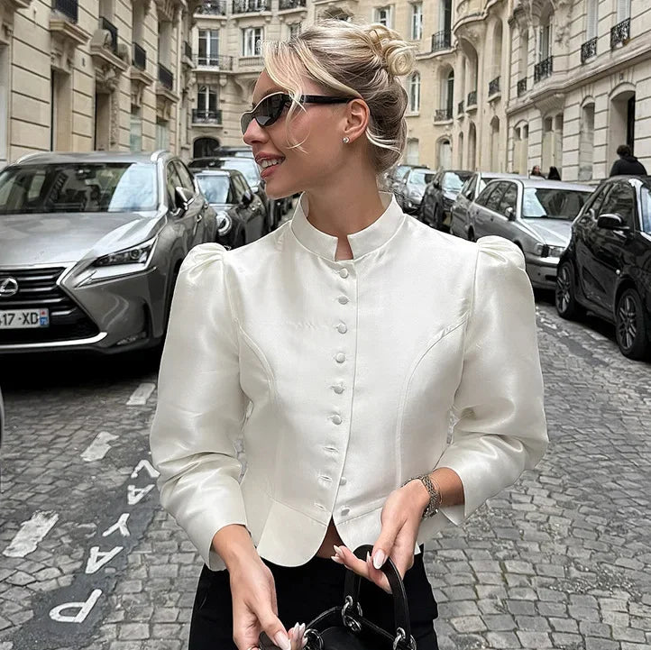 Chemisier décontracté à manches bouffantes pour femmes