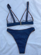 Maillot de bain 2 pièces en jean pour femmes
