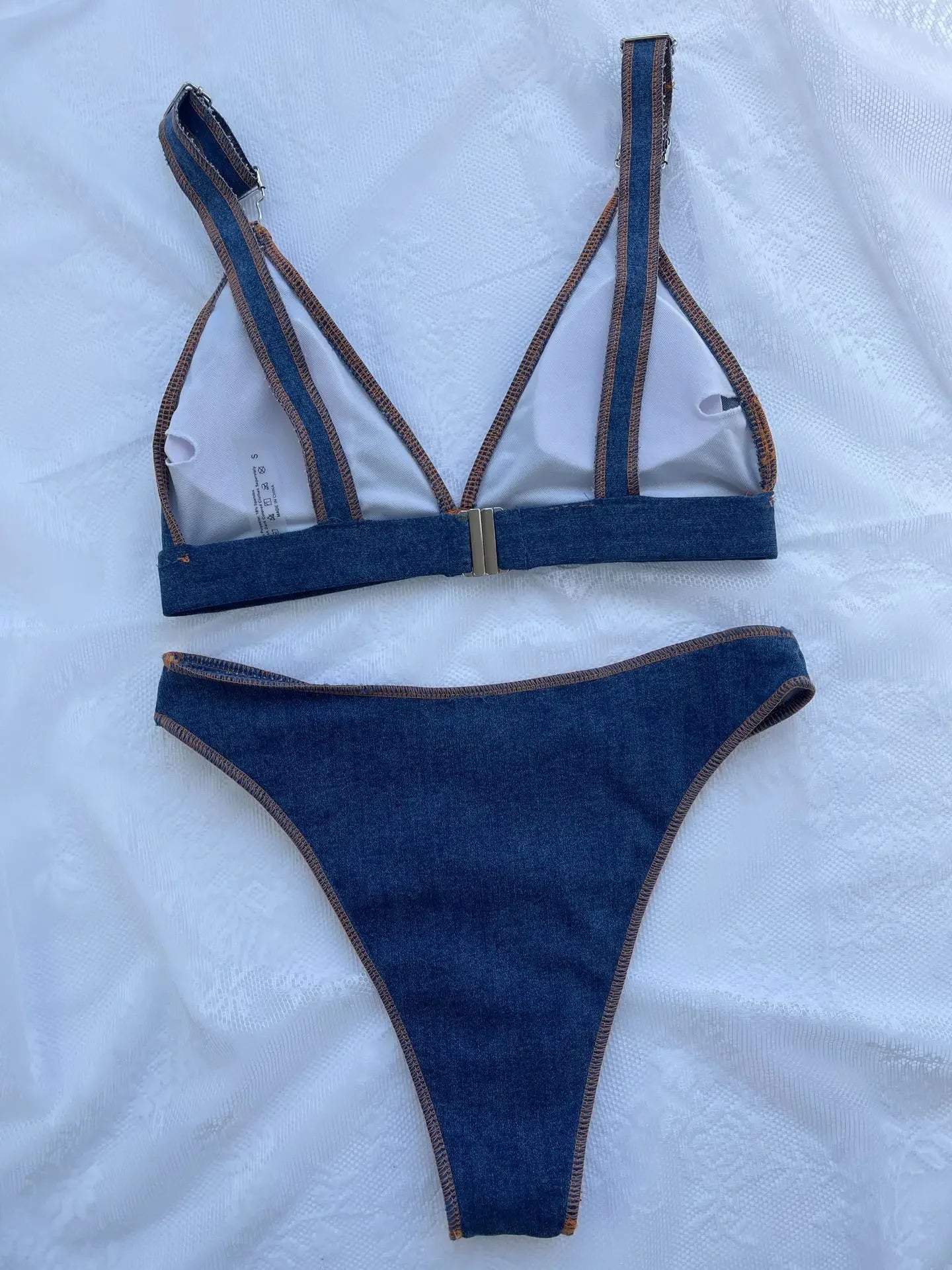 Maillot de bain 2 pièces en jean pour femmes