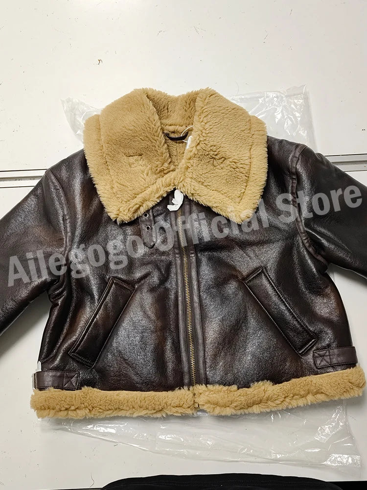 Veste chaude en fausse fourrure de cuir pour femmes