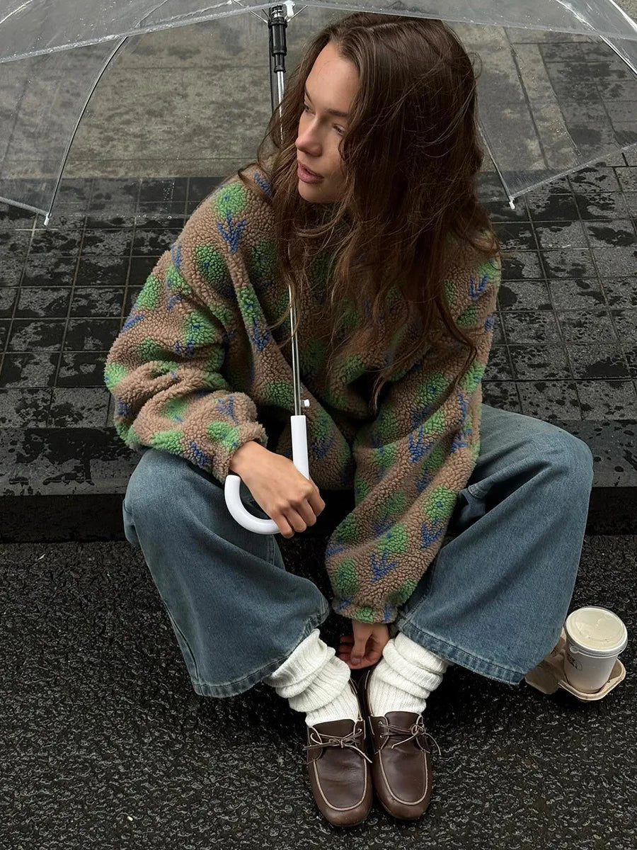 Sweat à capuche ample et col haut pour femmes