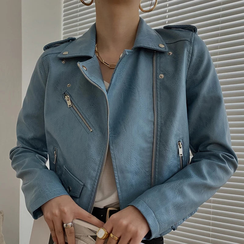 Veste en cuir, cuir PU pour femmes