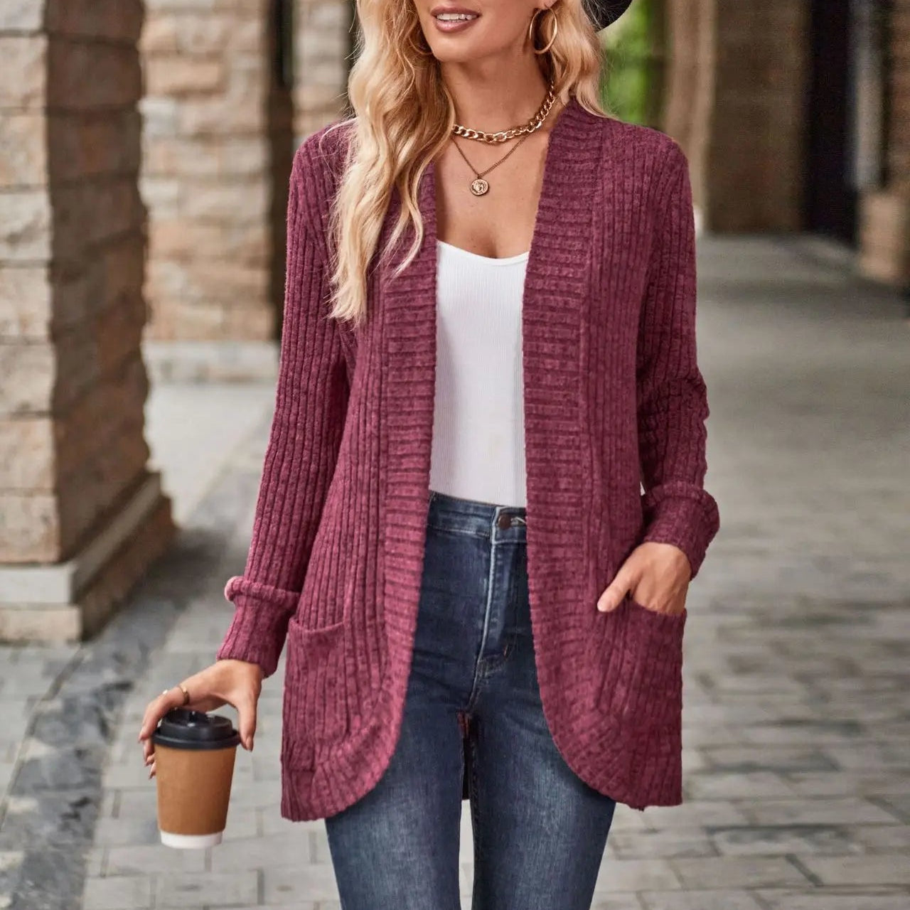 Gilet ample et uni pour femmes