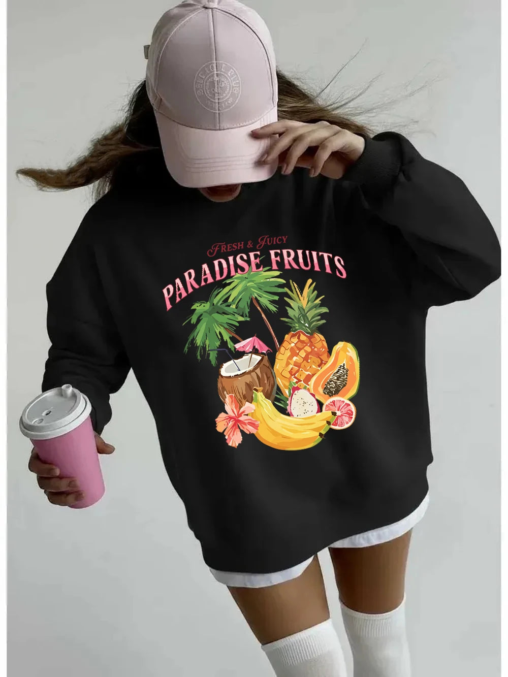 Sweat-shirts à imprimés de fruits frais et juteux Paradise pour femmes