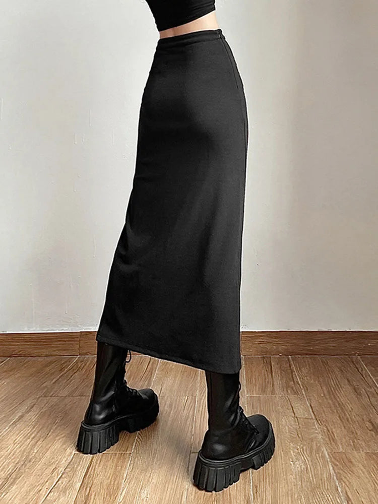 Jupe noire Sexy fendue pour femmes