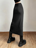 Jupe noire Sexy fendue pour femmes